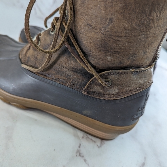 Sperry Boot Women 9M Saltwater Wedge Tide Weather Winter Waterproof Duck Fur - Picture 9 of 10